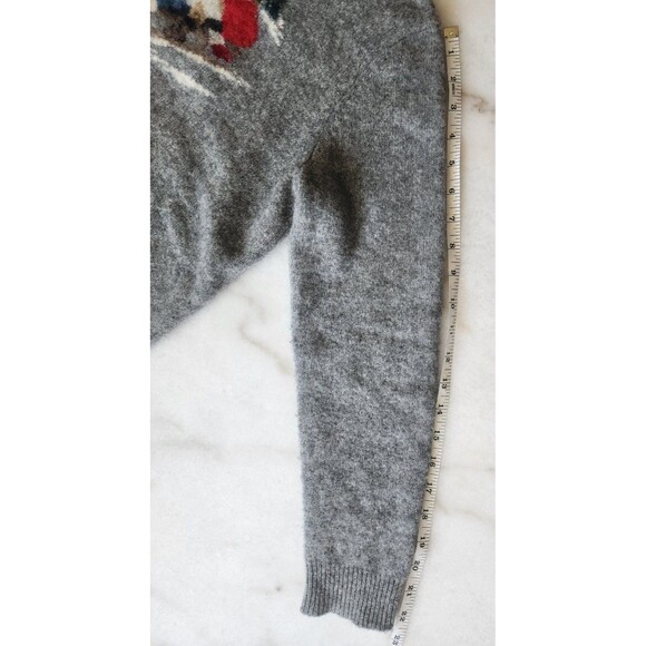 Vintage Womens Rare Lauren Ralph Lauren Lambswool Grey Med P Sled Scene Sweater - Picture 16 of 16